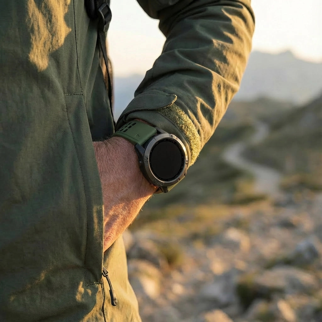 Bandz Garmin Fenix E Buckled Sport Strap (Green/Black)