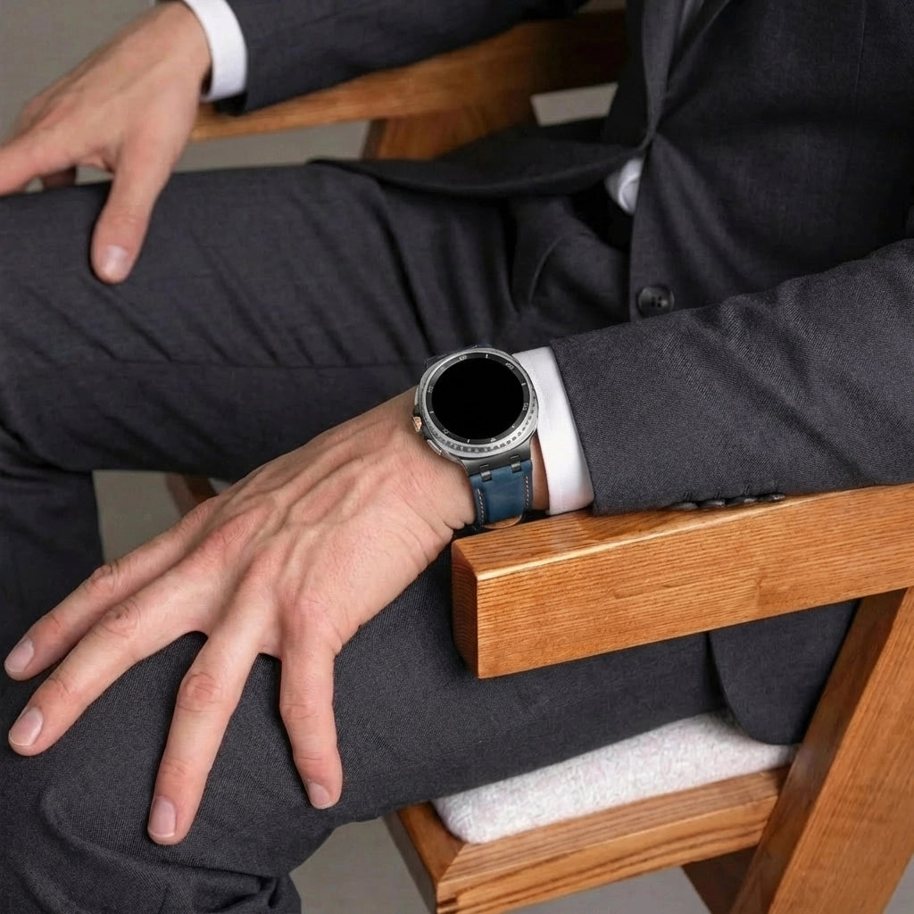 Samsung Galaxy Watch 8 - 40mm Solid Leather Strap (Dark Blue)