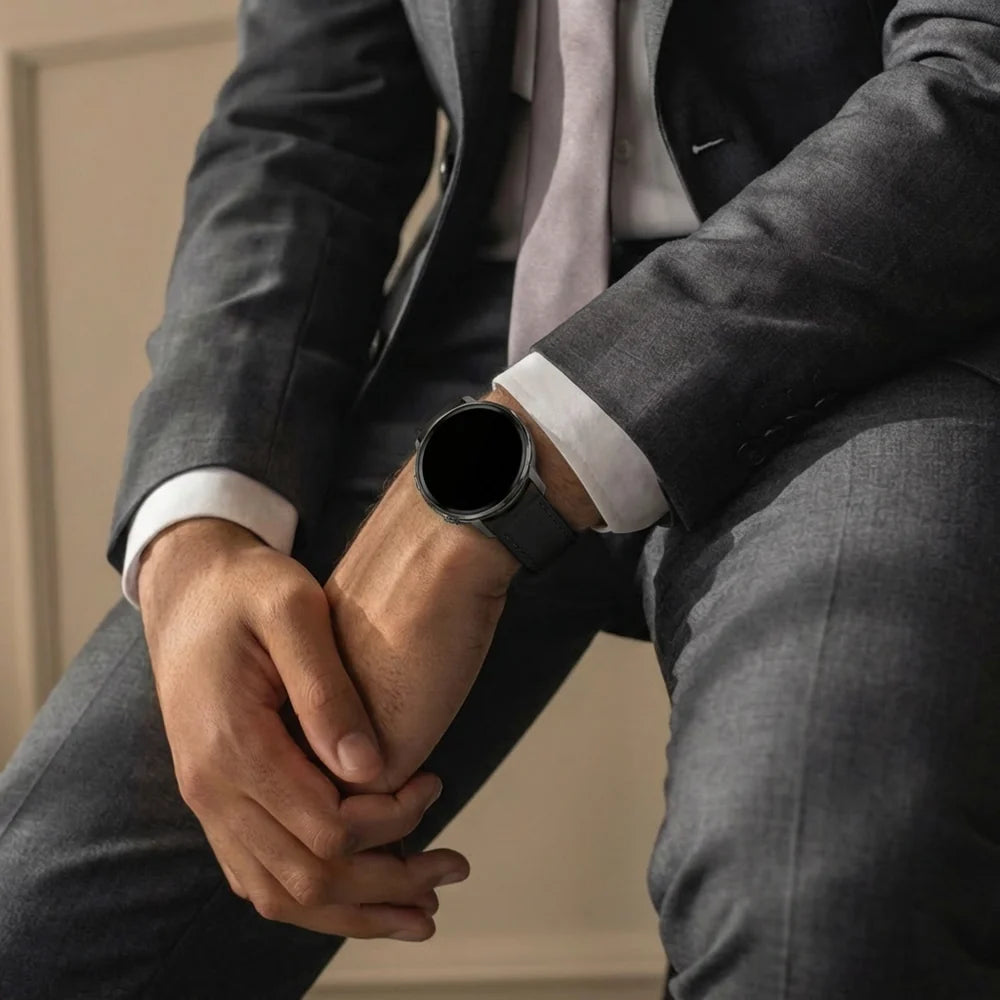 Bandz Garmin Bounce 2 Leather Strap 'Hybrid' (Black)