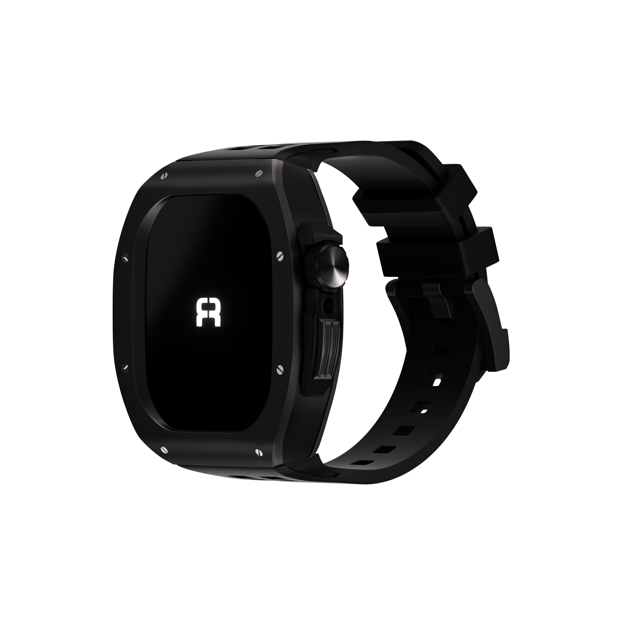 Reqior Apple Watch 45mm Polymer and Metal Case with Rubber Strap (Black)