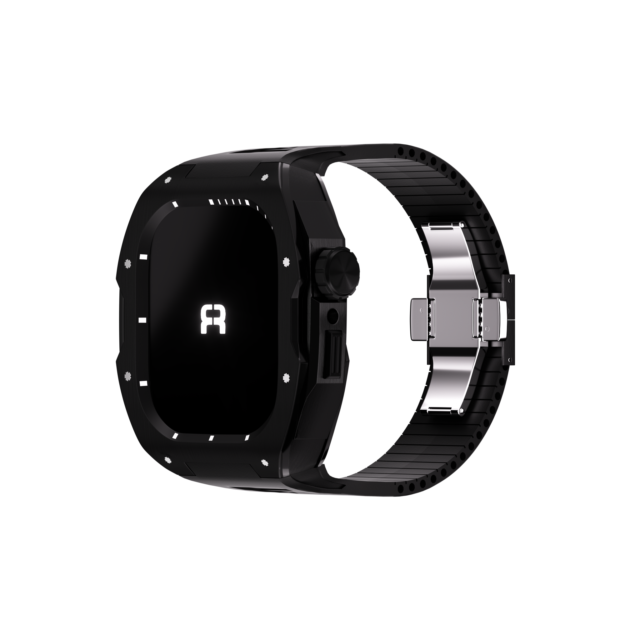 Reqior Apple Watch 45mm Case with Rubber Strap (Black)