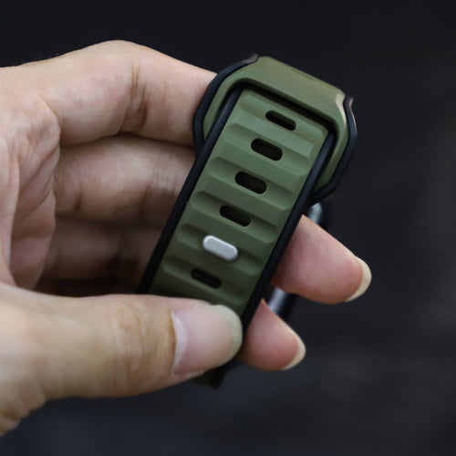 Apple Watch Premium Outdoor Silicone Strap (Army Green/Black)