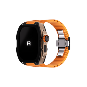Reqior Apple Watch Ultra Case with Rubber Strap (Black/Orange)