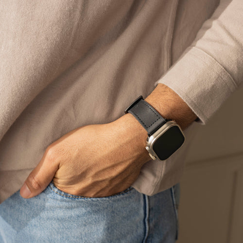 Apple Watch Hybrid Leather Strap with Buckle (Black)