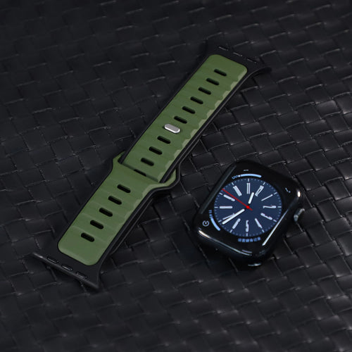 Apple Watch Premium Outdoor Silicone Strap (Army Green/Black)