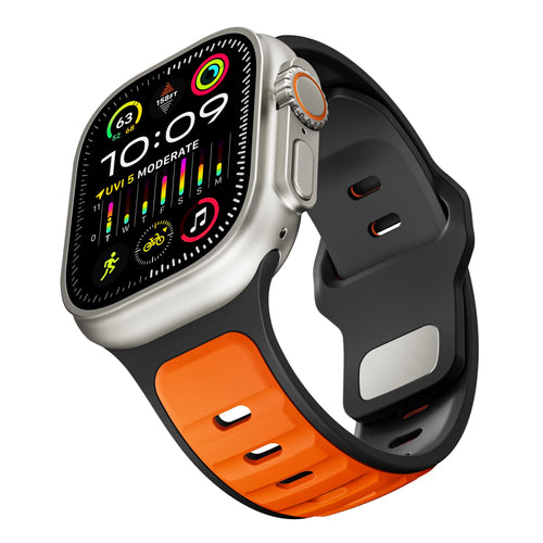 Apple Watch Premium Outdoor Silicone Strap (Orange/Black)