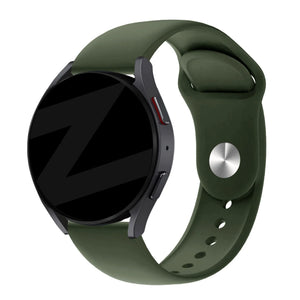 Silicone Sport Strap 'Deluxe', olive green, on a watch, 3/4 front view