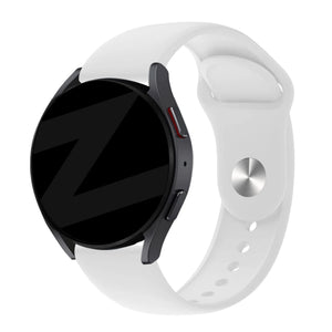 Silicone Sport Strap 'Deluxe', white, on a watch, 3/4 front view