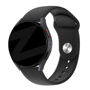Silicone Sport Strap 'Deluxe', black, on a watch, 3/4 front view