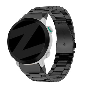 Steel Strap 'Classic', black, on a watch, 3/4 front view