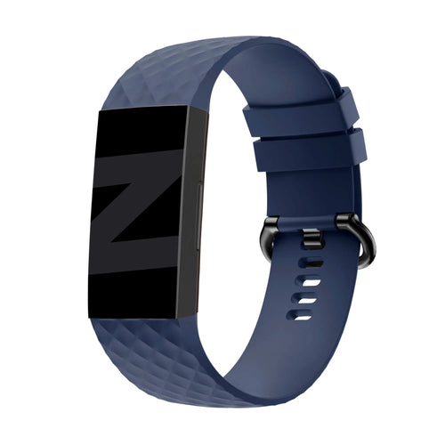 Silicone Strap 'Classic', dark blue, on a watch, 3/4 front view