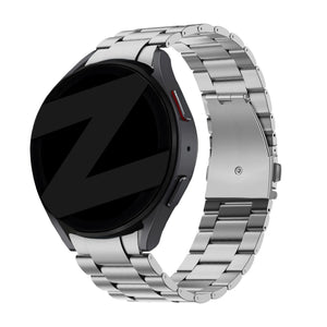 Titanium Strap 'Classic', silver, on a watch, 3/4 front view