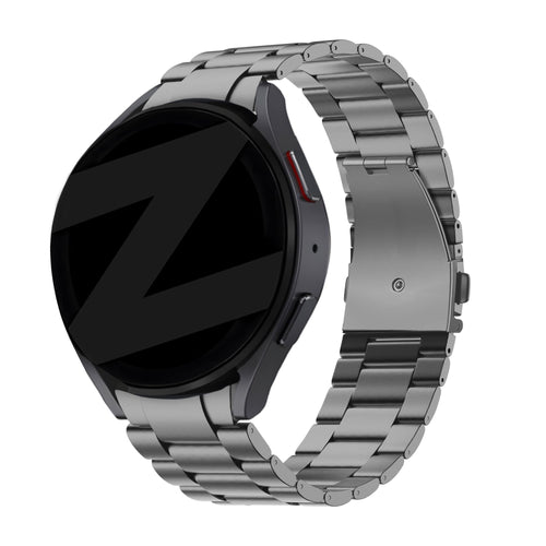 Titanium Strap 'Classic', graphite, on a watch, 3/4 front view