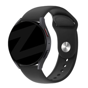 Silicone Sport Strap 'Deluxe', black, on a watch, 3/4 front view