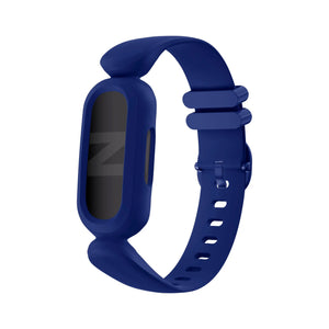 Silicone Strap, dark blue, on a watch, 3/4 front view