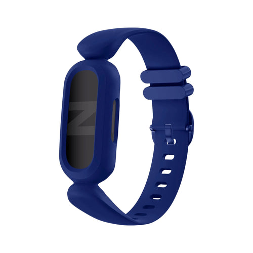 Silicone Strap, dark blue, on a watch, 3/4 front view