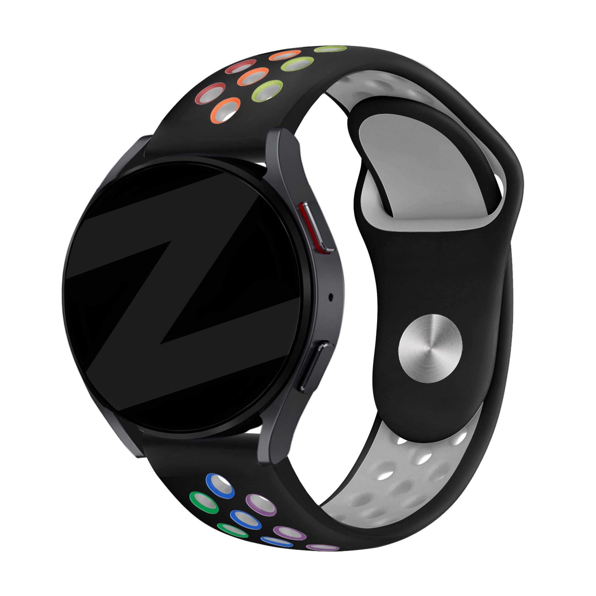 Silicone Sport Strap 'Deluxe', on a watch, 3/4 front view