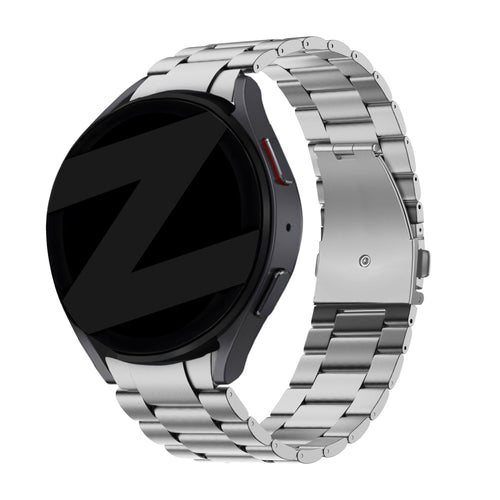 Titanium Strap 'Classic', silver, on a watch, 3/4 front view