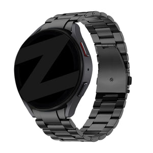 Titanium Strap 'Classic', black, on a watch, 3/4 front view