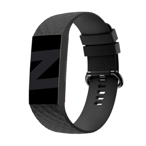 Silicone Strap 'Classic', black, on a watch, 3/4 front view