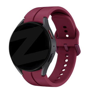 Silicone Strap 'Extreme', wine red, on a watch, 3/4 front view
