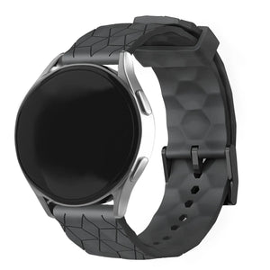 Silicone Strap Hexagons, black, on a watch, 3/4 front view