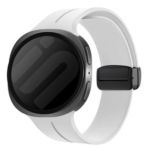 D-Buckle Silicone Strap, white, on a watch, 3/4 front view