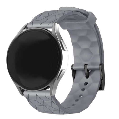 Silicone Strap Hexagons, grey, on a watch, 3/4 front view