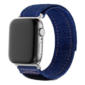 Nylon Denim Strap, blue, on a watch, 3/4 front view