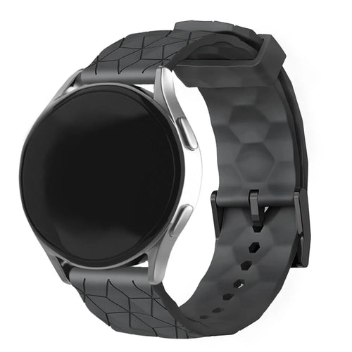 Silicone Strap Hexagons, black, on a watch, 3/4 front view