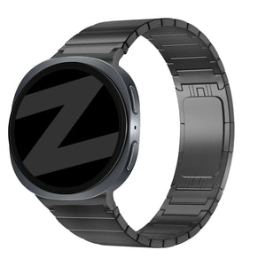 Titanium Strap 'One Bead', black, on a watch, 3/4 front view