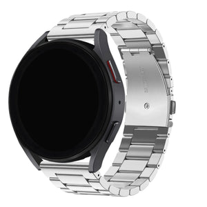 Steel Strap, silver, on a watch, 3/4 front view