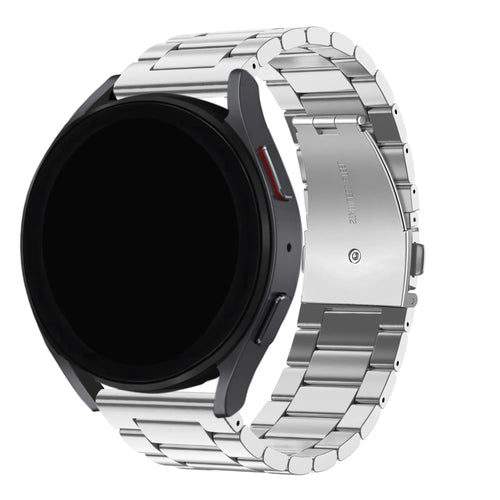 Steel Strap, silver, on a watch, 3/4 front view