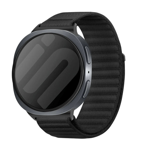 Wave Nylon Strap, black, on a watch, 3/4 front view