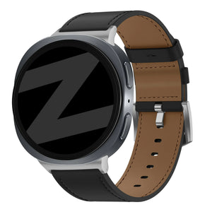 Leather Strap 'Classic', black, on a watch, 3/4 front view
