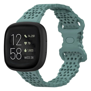 Patterned Silicone Strap, green, on a watch, 3/4 front view