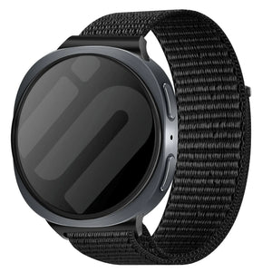 Nylon Strap, black, on a watch, 3/4 front view