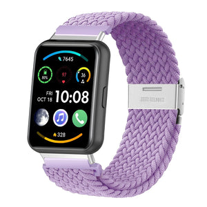 Nylon Adjustable Braided Strap, lilac, on a watch, 3/4 front view