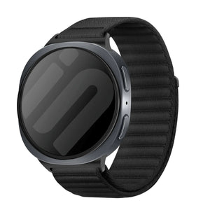 Wave Nylon Strap, black, on a watch, 3/4 front view