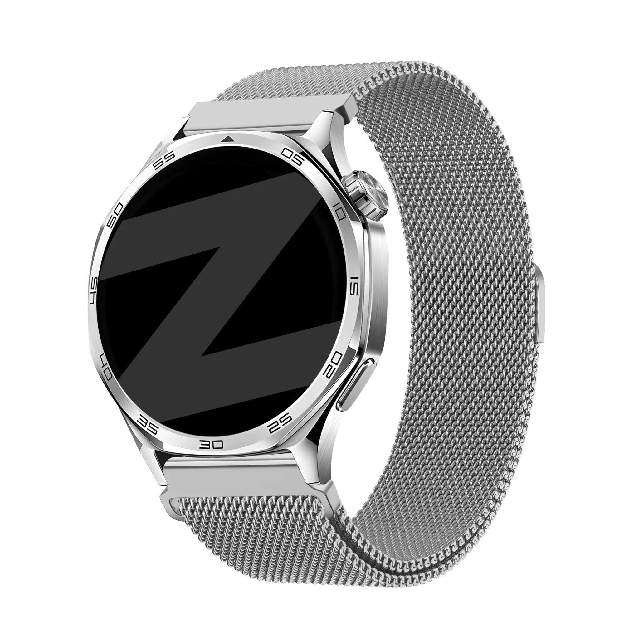 Bandz Huawei Watch GT 3 - 46mm 'One Push' Milanese Strap (Silver)