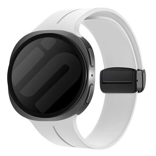 D-Buckle Silicone Strap, white, on a watch, 3/4 front view