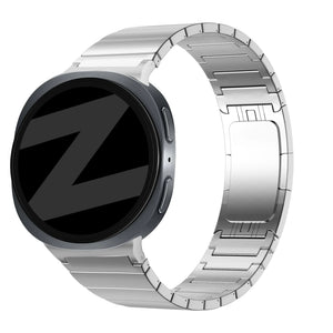 Titanium Strap 'One Bead', silver, on a watch, 3/4 front view