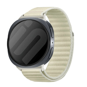 Wave Nylon Strap, starlight, on a watch, 3/4 front view