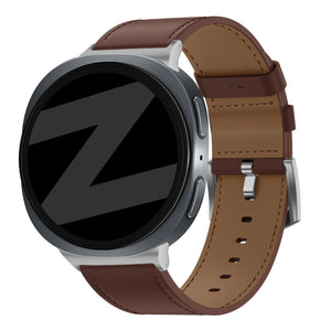 Leather Strap 'Classic', brown, on a watch, 3/4 front view