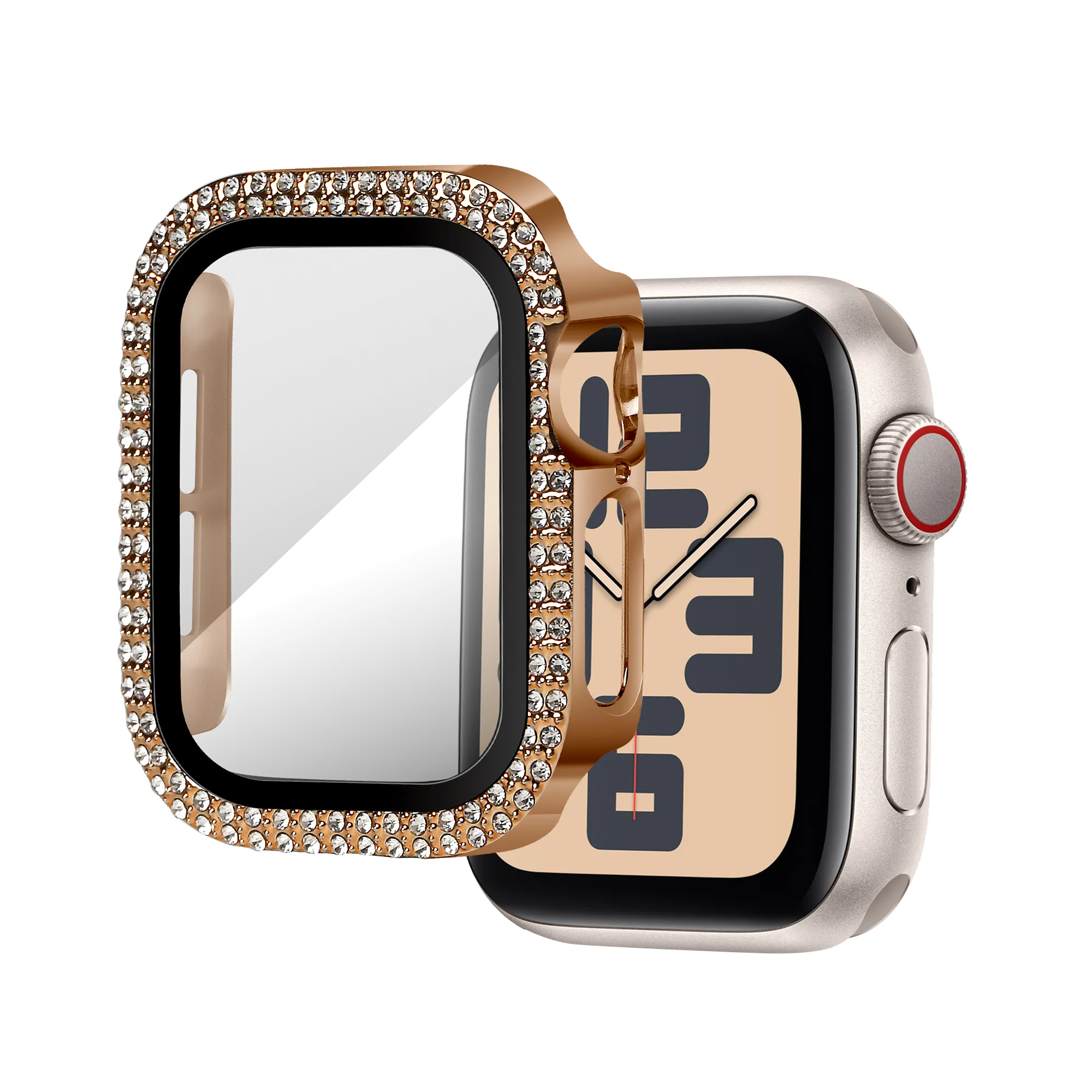 Bandz Apple Watch 10/11 - 42mm Diamond Case with Glass (Rose Gold)