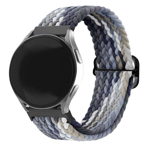 Nylon Adjustable Braided Strap, black/white, on a watch, 3/4 front view