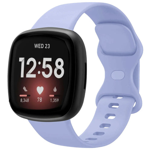 Silicone Strap 'Classic', lavender, on a watch, 3/4 front view
