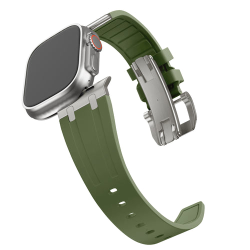 Bandz Apple Watch Ultra Silicone Strap 'Luxe Liquid' (Green with Titanium)