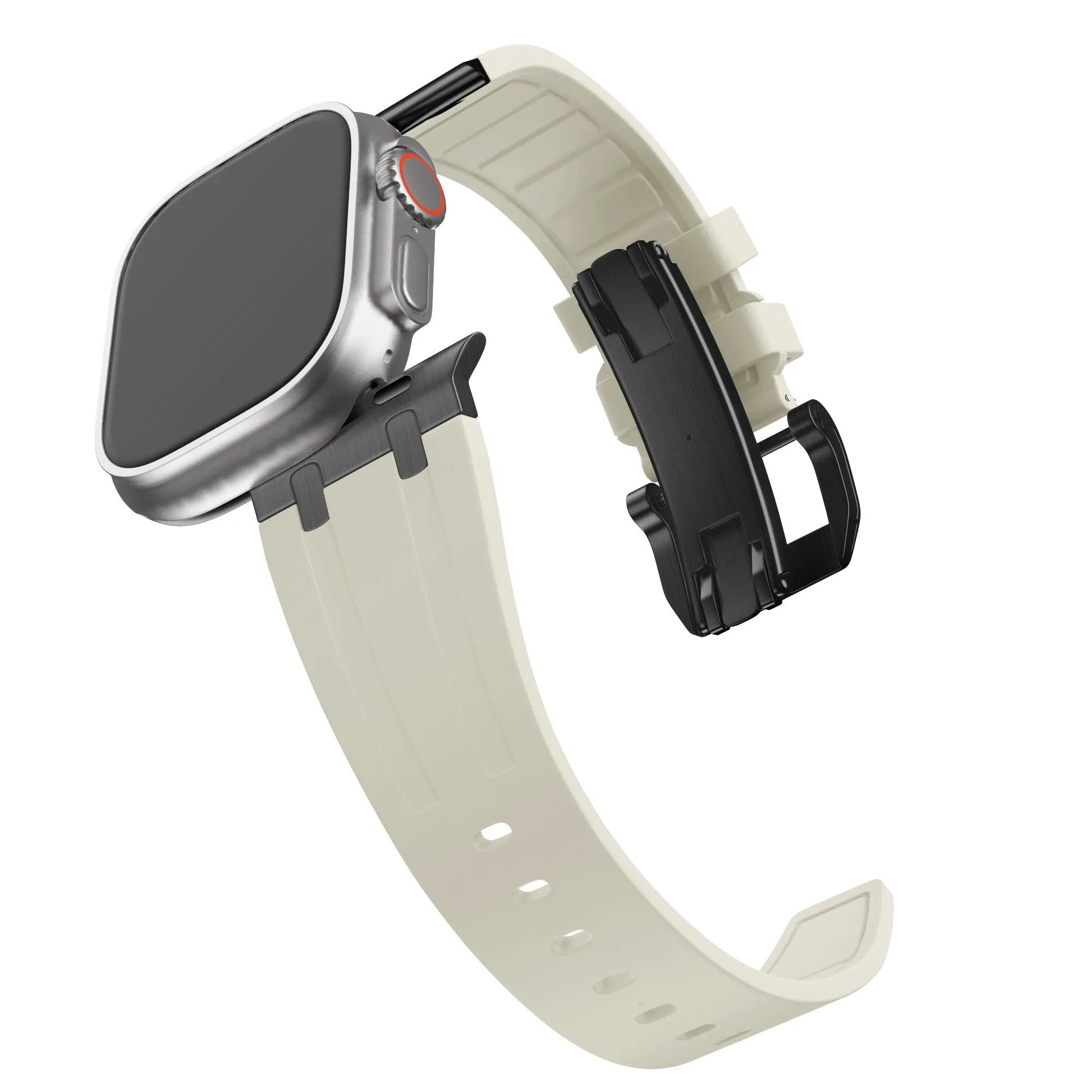 Bandz Apple Watch Silicone Strap 'Luxe Liquid' (Beige With Black)