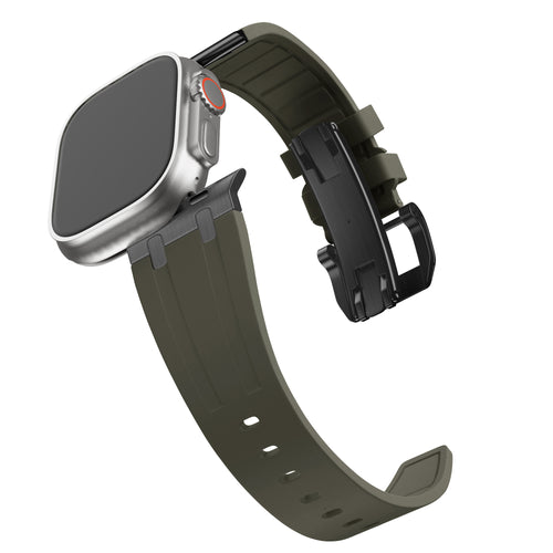 Bandz Apple Watch Ultra Silicone Strap 'Luxe Liquid' (Brown with Black)